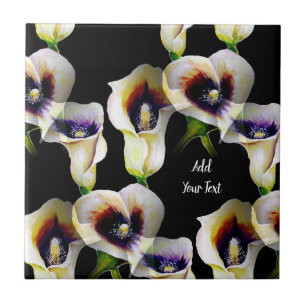 Sublime Watercolor Arum Calla Lilies with Text Tile