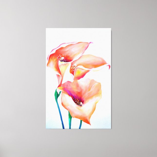 Sublime Watercolor Calla Lilies Canvas Print (Front)
