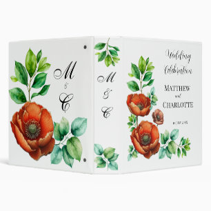 Sublime Watercolor Red Poppies in Vintage Style Binder