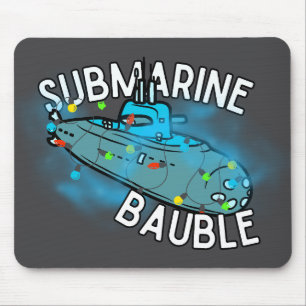 Submarine, bauble, christmas mouse pad