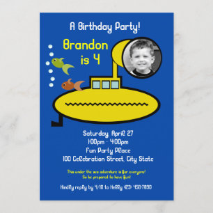 Submarine Birthday Party with Photo Invitation