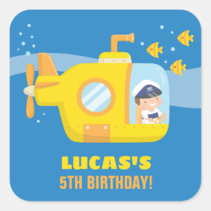 Submarine Boy Captain Under the Sea Party Stickers