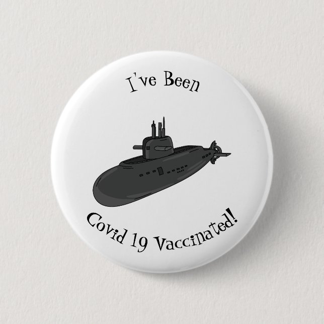 Submarine cartoon illustration 2 inch round button (Front)