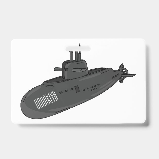Submarine cartoon illustration  badge (Front)