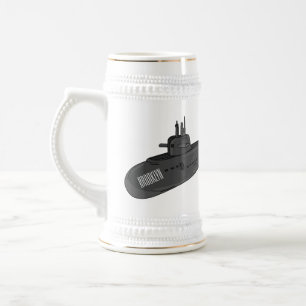 Submarine cartoon illustration  beer stein