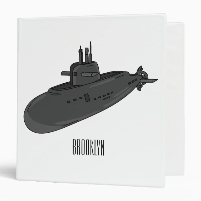 Submarine cartoon illustration binder (Front/Inside)