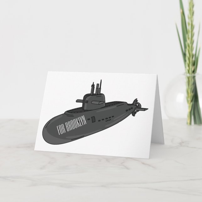 Submarine cartoon illustration card (Front)