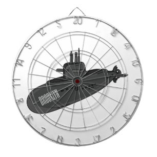 Submarine cartoon illustration dartboard