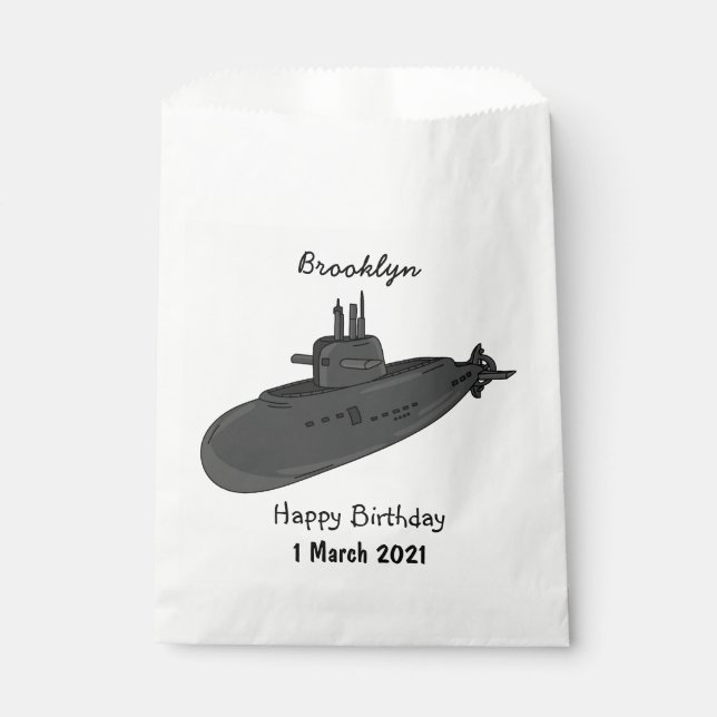 Submarine cartoon illustration favour bag (Front)