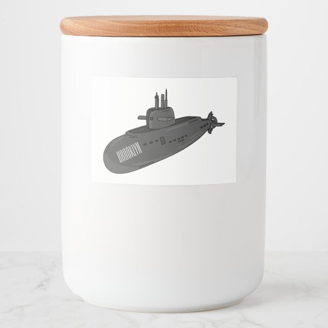 Submarine cartoon illustration food label (Front)