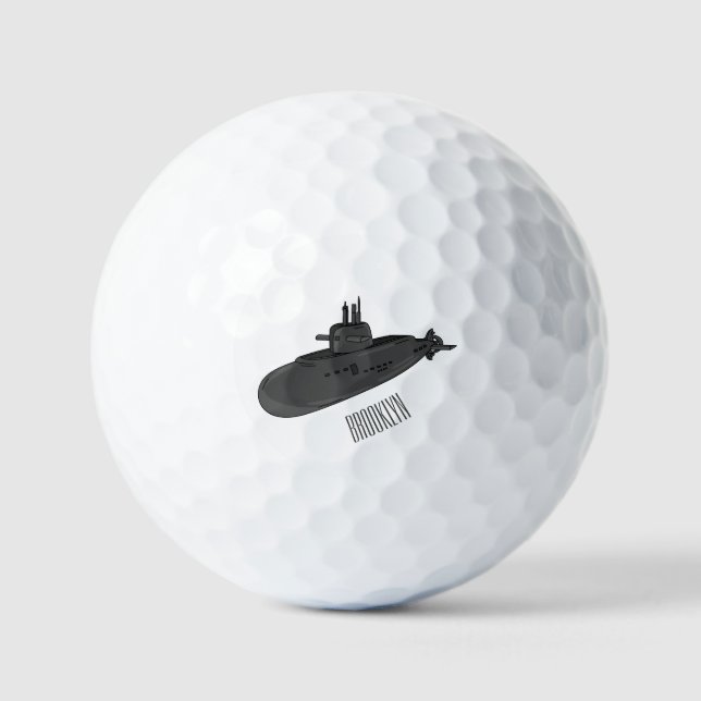 Submarine cartoon illustration golf balls (Front)