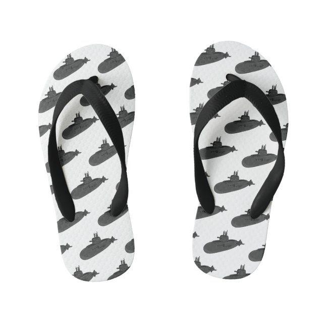 Submarine cartoon illustration  kid's flip flops (Footbed)