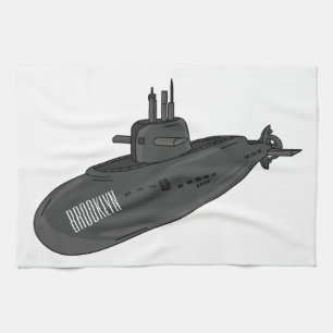 Submarine cartoon illustration kitchen towel