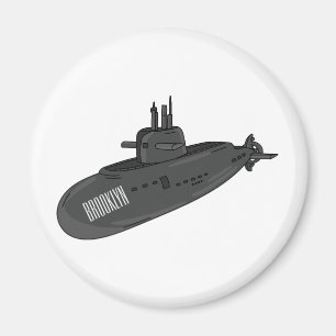 Submarine cartoon illustration magnet