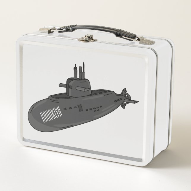 Submarine cartoon illustration  metal lunch box (Front)