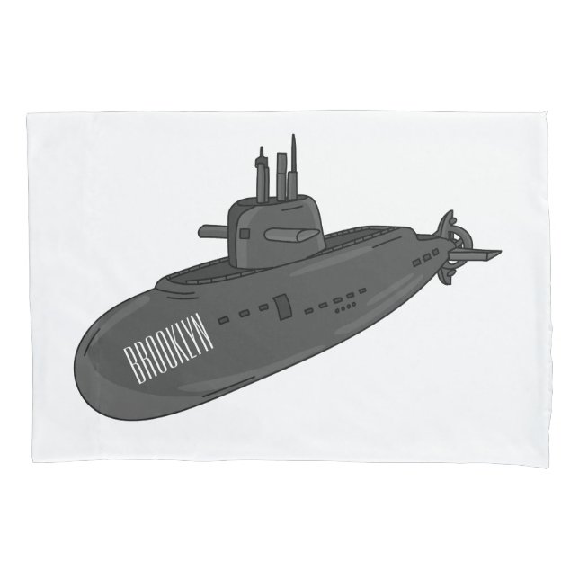 Submarine cartoon illustration pillowcase (Front)