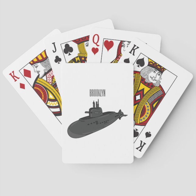 Submarine cartoon illustration playing cards (Back)