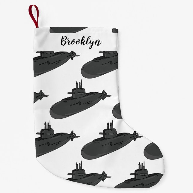 Submarine cartoon illustration small christmas stocking (Front)