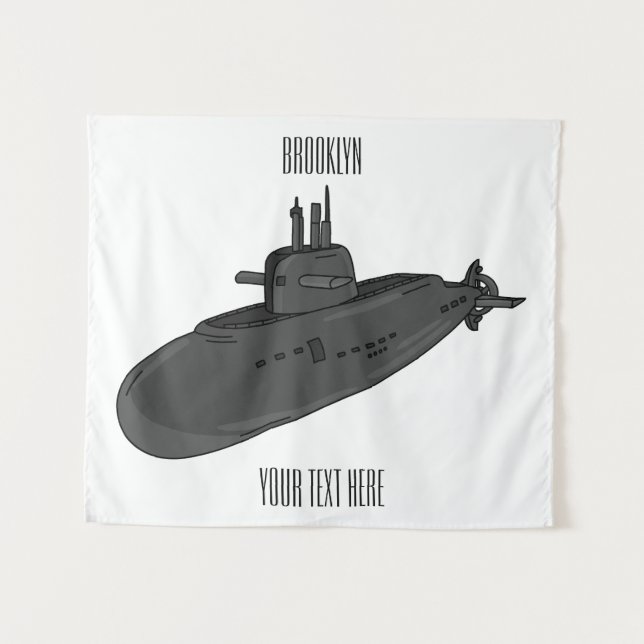 Submarine cartoon illustration tapestry (Front (Horizontal))