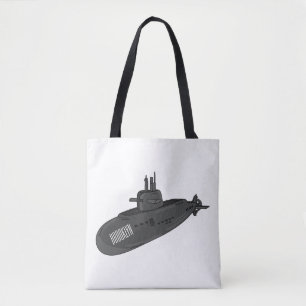Submarine cartoon illustration  tote bag