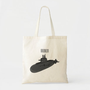 Submarine cartoon illustration tote bag