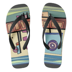 Submarine Life Brown Purple Blue Green  Flip Flops