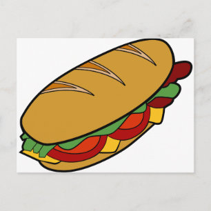 Submarine Sandwich cartoon Postcard