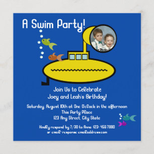 Submarine Swim Party with Photo Invitation