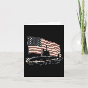 Submarine Usa Flag Veteran 4th Of July  Card