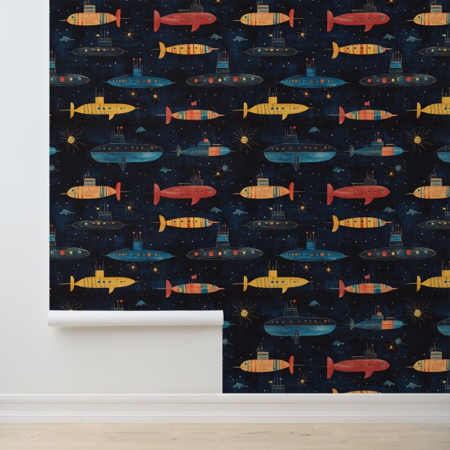 Submarine Vessel Underwater Ship Chalk Drawing Wallpaper (Application)