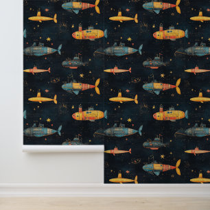 Submarine Vessel Underwater Ship Chalk Drawing Wallpaper