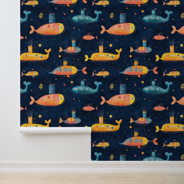 Submarine Vessel Underwater Ship Chalk Drawing Wallpaper (Application)