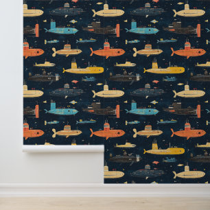 Submarine Vessel Underwater Ship Chalk Drawing Wallpaper