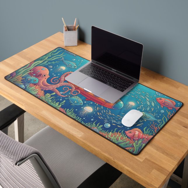 Submarine Voyage - Retro Underwater Exploration Desk Mat (Office 2)