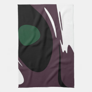 Submersion: Abstract Black, White, Purple & Green Kitchen Towel