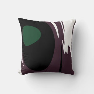 Submersion: Abstract Black, White, Purple & Green Throw Pillow