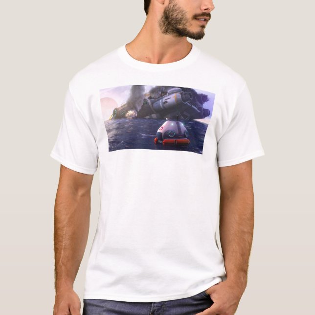 Subnautica Escape Pod Artwork Aurora Poster T-Shirt (Front)