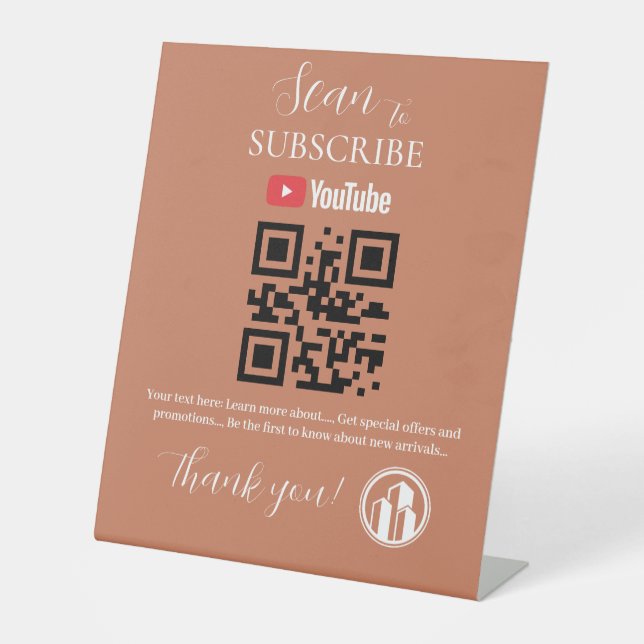 Subscribe QR Code Sign | YouTube | Realtor  (Front)