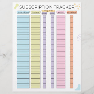 Subscription tracker letterhead