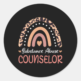 Substance Abuse Counsellor Leopard Rainbow Classic Round Sticker