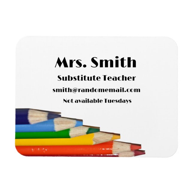 Substitue Teacher Contact  Magnet (Horizontal)