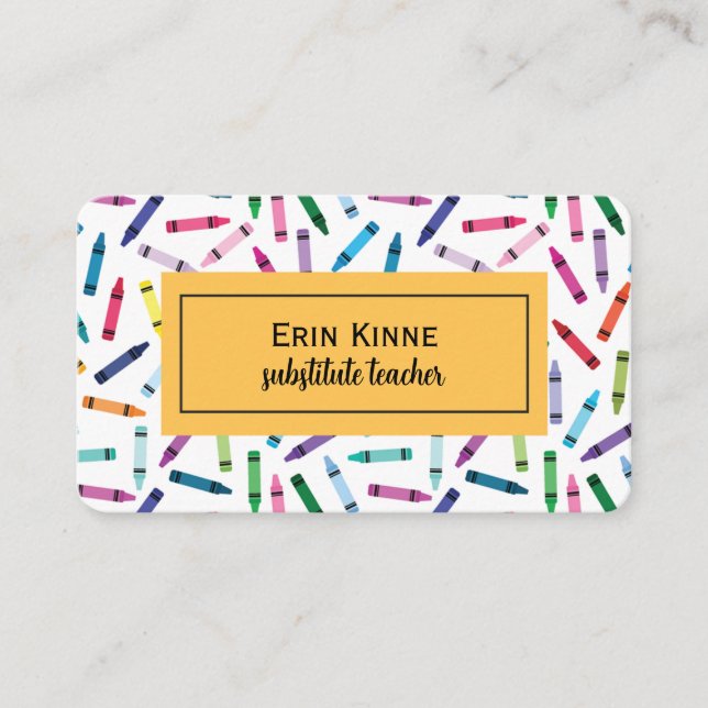 Substitute Teacher Business Calling Cards  (Front)