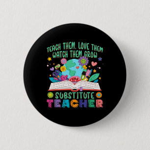 Substitute Teacher Daisy Flower Teacher Substitute 2 Inch Round Button