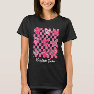 Substitute Teacher Heart Teach Love Inspire Valent T-Shirt