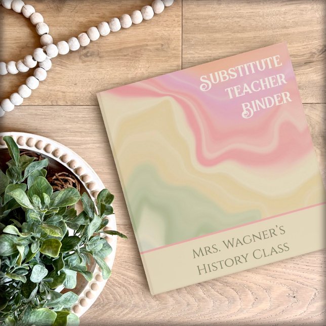Substitute Teacher Pretty Pastel Custom Modern Binder (Creator Uploaded)