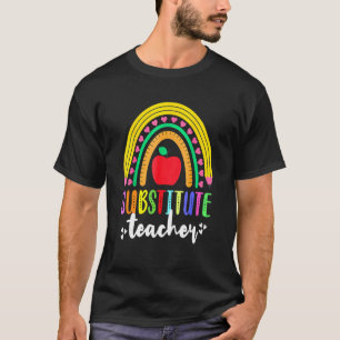 Substitute Teacher Rainbow Pencil Sub Squad Back T T-Shirt