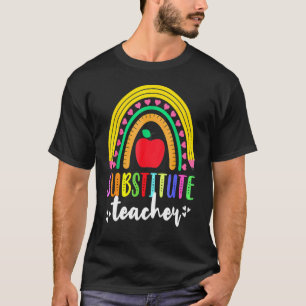 Substitute Teacher Rainbow Pencil Sub Squad Back T T-Shirt