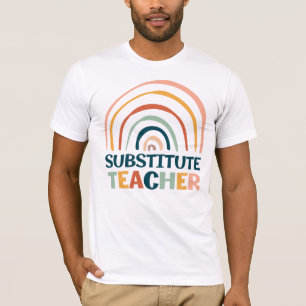 Substitute teacher rainbow retro colourful boho T-Shirt