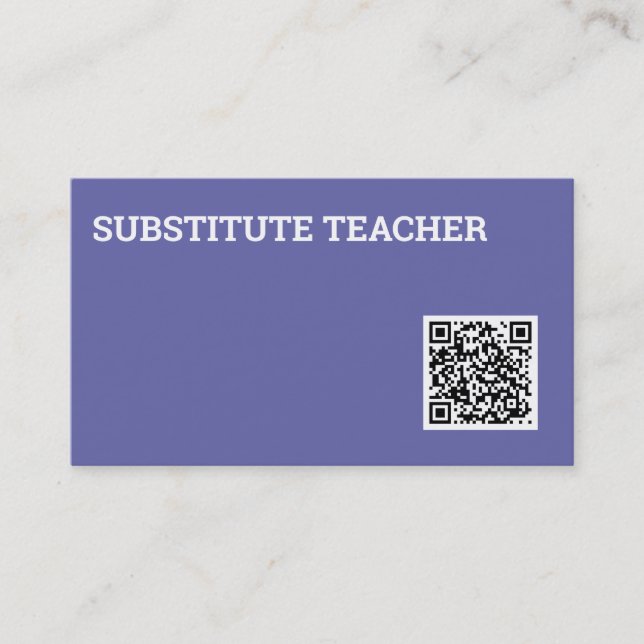 Substitute Teacher Tutor QR Code Business Card (Front)