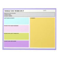 Substitute Teacher While you Were Out Class Form 